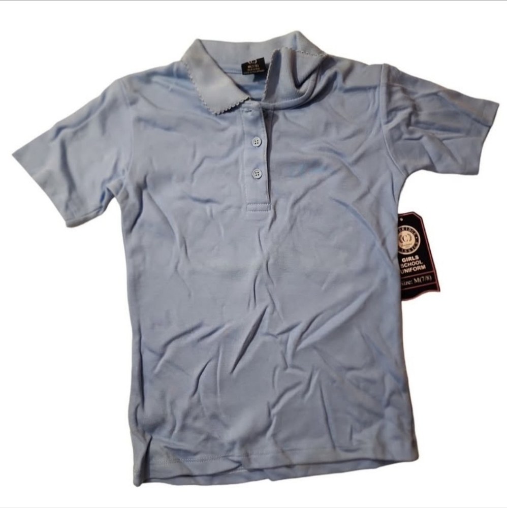 Cambridge Classics Girl's  Light Blue Polo Shirt/ Uniform– 107514Size MED 7/8